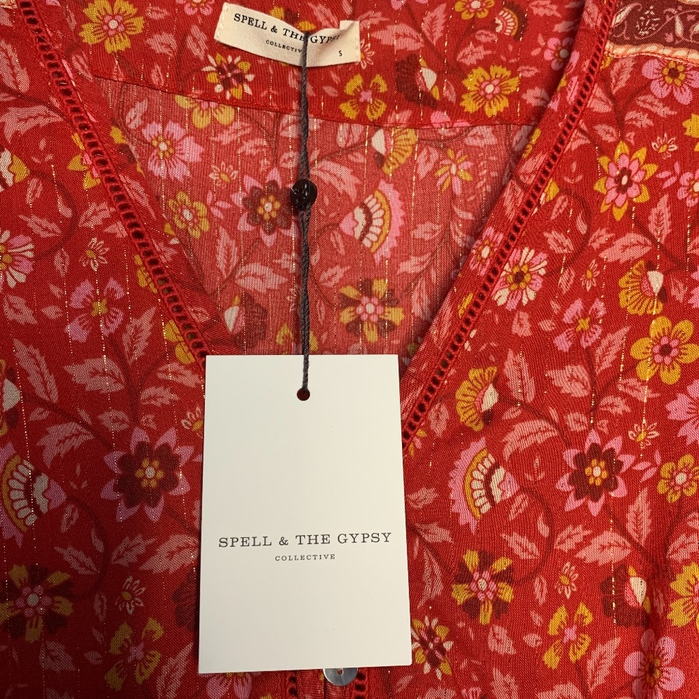 Spell & The Gypsy Collective Dahlia Red Jumpsuit S - Picture 6 of 8